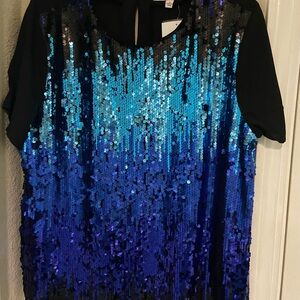 Sequin Blue and Black Women's Top